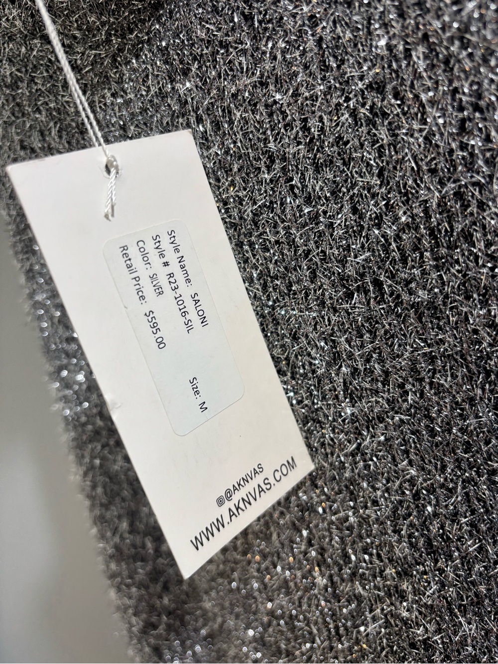 NWT Aknvas Tinsel Knit Silver Sculptural Bubble Dress High Neckline M - Picture 4 of 8